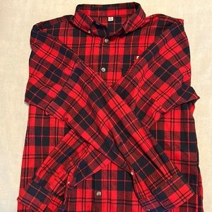 Men's Red and Black Plaid Flannel, Size S